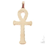 14K Rose Gold Diamond Ankh Cross Crucifix Pendant 56546 - Image 4