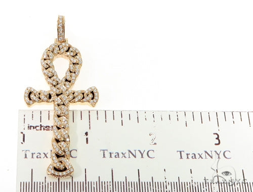 14K Rose Gold Diamond Ankh Cross Crucifix Pendant 56546 - Image 6
