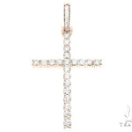 Custom 14K Rose Gold Prong Diamond Cross Pendant 65248 - Image 1