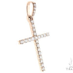 Custom 14K Rose Gold Prong Diamond Cross Pendant 65248 - Image 2