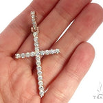 Custom 14K Rose Gold Prong Diamond Cross Pendant 65248 - Image 4