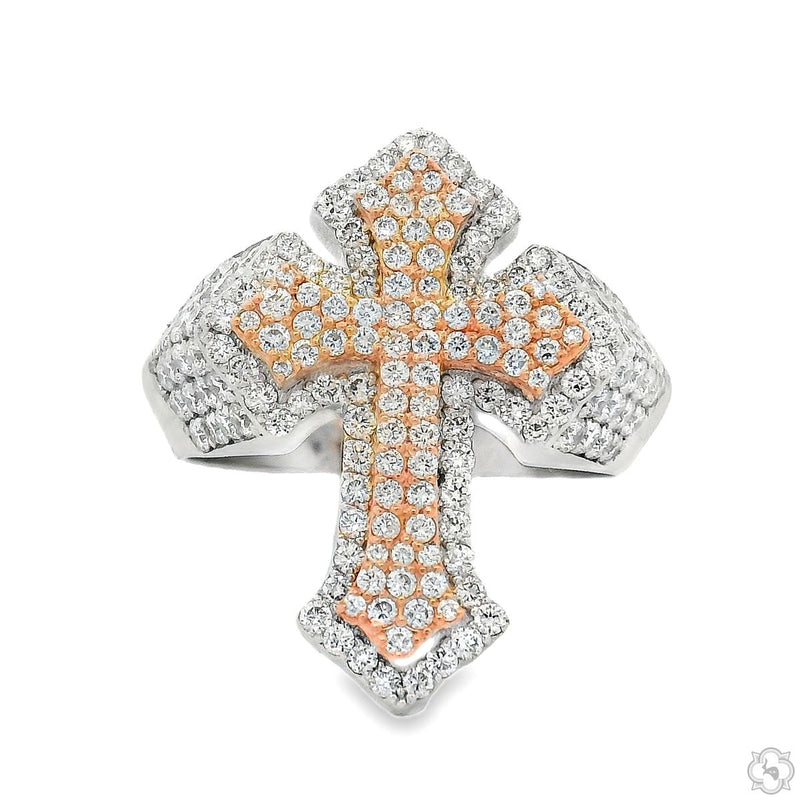 10K Rose Gold 1.9 Ctw Lab-Grown Diamond Cross Ring
