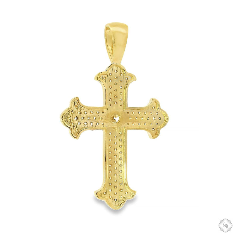14K Gold Diamond Crown Cross Pendant, photo 4 of 8