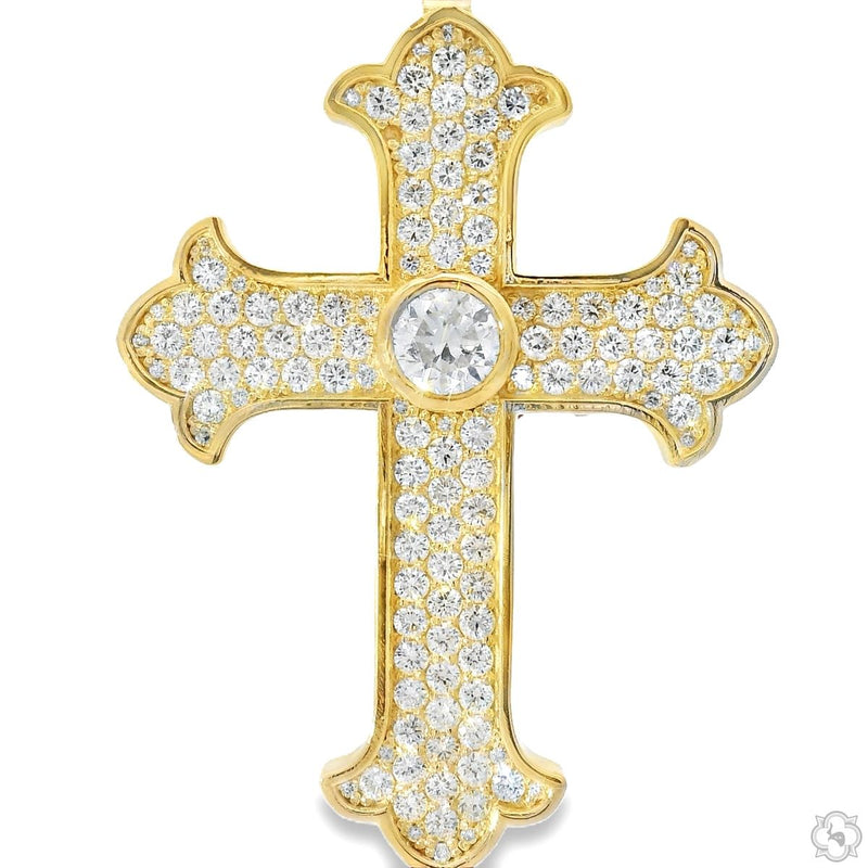 14K Gold Diamond Crown Cross Pendant, photo 5 of 8