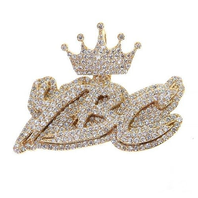 10K Gold Lab-Grown Diamond Crown Name Pendant
