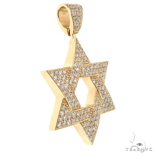 Yellow gold David Star pendant with pave-set diamonds, men's style