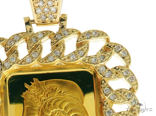 Miami Cuban Diamond Dog Tag With 10g Suisse Fine Gold 999.9, photo 3 of 7