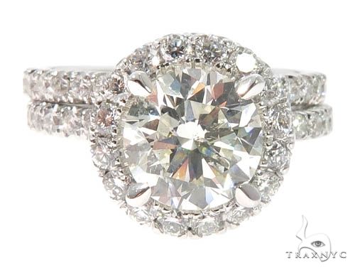 Diamond Engagement Halo Rings Set 64004 - Image 2