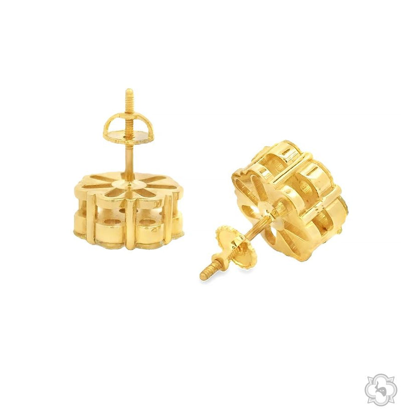 10K Gold Diamond Flower Earrings Large, photo 4 of 7