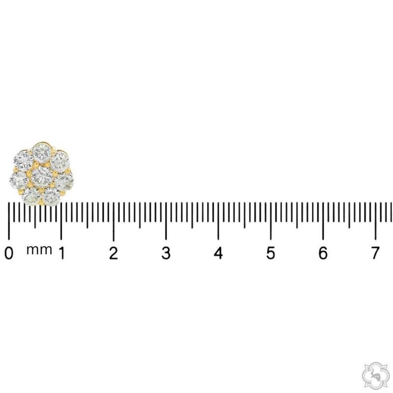 10K Gold Diamond Flower Earrings Large, photo 5 of 7