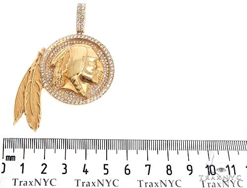 14K Gold Native American Indian Head Diamond Pendant, photo 7 of 7