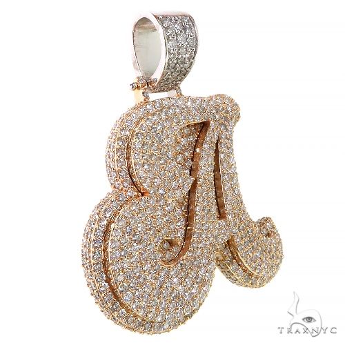14K Gold Diamond Initial Pendant, photo 2 of 7
