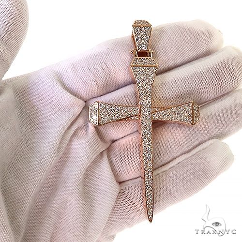 14K Gold Small Diamond Nail Cross (Lab), photo 7 of 7