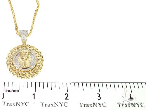 Diamond Pharaoh King Tut Pendant Franco Link Chain Set 65137 - Image 7