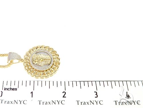 Diamond Pharaoh King Tut Pendant Franco Link Chain Set 65137 - Image 8