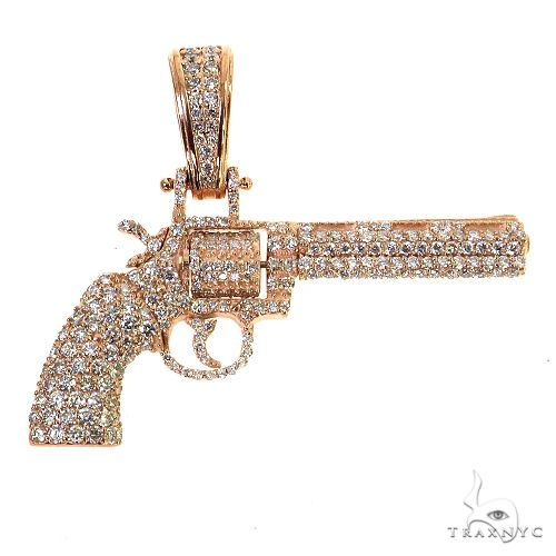 Rose gold revolver pendant encrusted with sparkling diamonds, detailed and elegant design