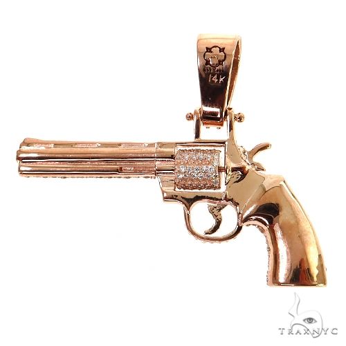 14K Gold Diamond Revolver Pendant, photo 3 of 6