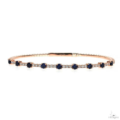 14K Gold Diamond Sapphire Bangle Bracelet