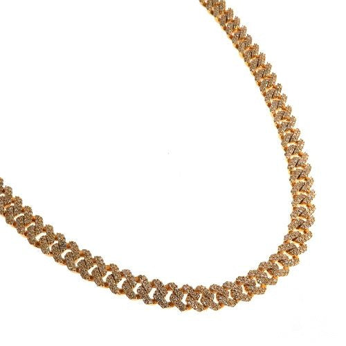 Yellow gold Miami Cuban link chain with diamond accents, 20 inches, 5.5mm width