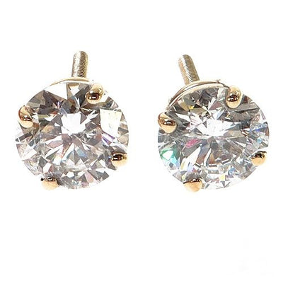 14K Gold 2 Ctw Round-Cut Diamond Studs (Lab)