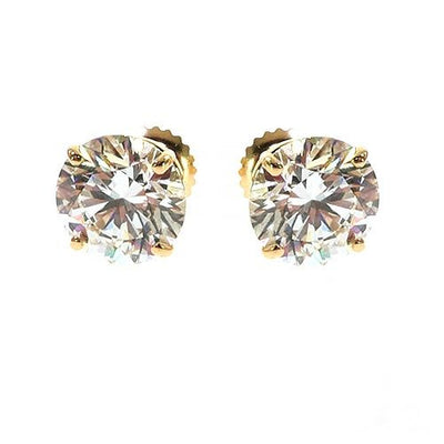 14K Gold 4 Ctw Round-Cut Diamond Studs (Lab)