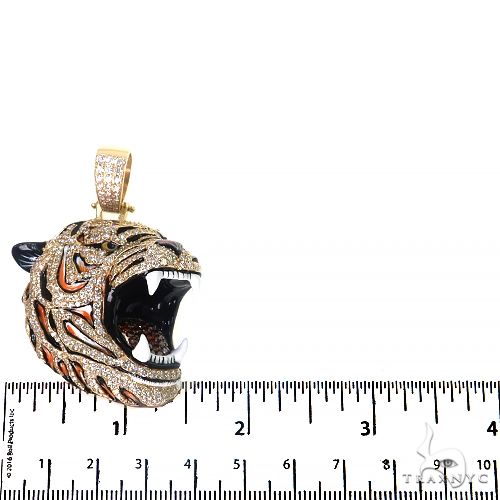 14K Gold Diamond Tiger Head Pendant, photo 4 of 6