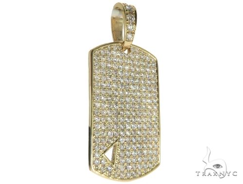 10K Gold Diamond Triangle Dog Tag Pendant, photo 2 of 12
