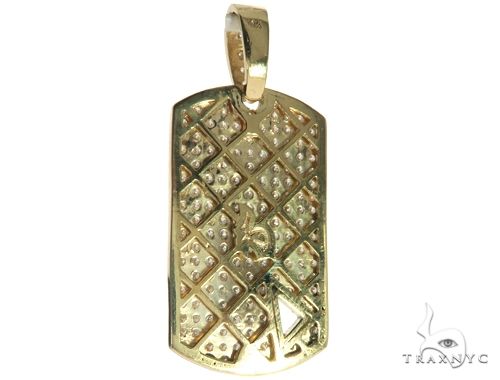 10K Gold Diamond Triangle Dog Tag Pendant, photo 8 of 12