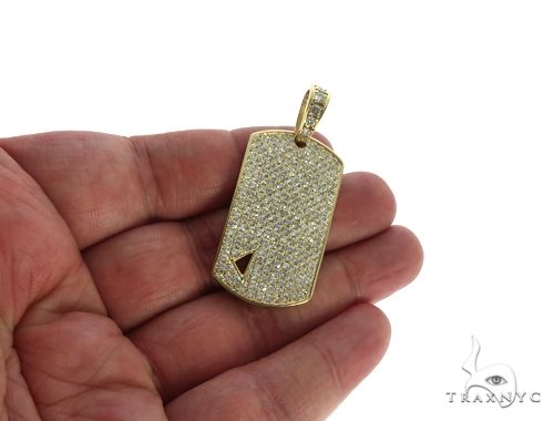 10K Gold Diamond Triangle Dog Tag Pendant, photo 10 of 12