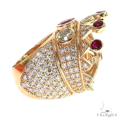14K Gold Diamond With Ruby Recreated Tupac Crown Ring, photo 6 of 7