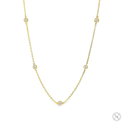 Ladies 14K Gold Diamond Bezel Necklace (Lab)