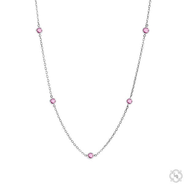 Pink Sapphire Bezel Necklace 70422 | TraxNYC