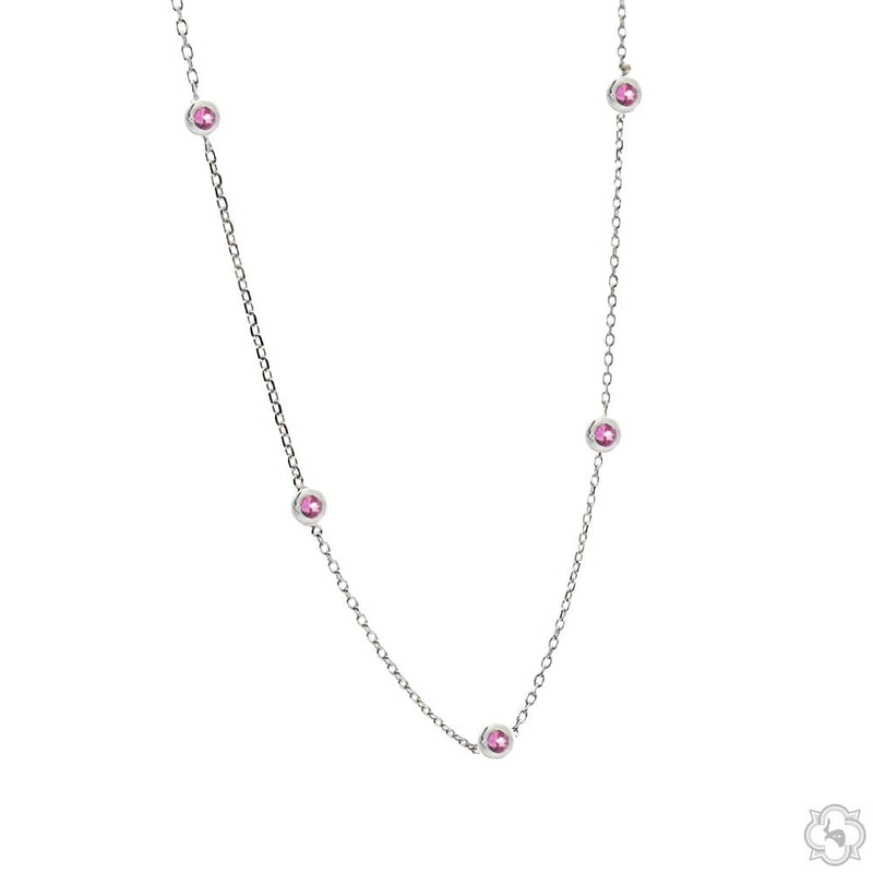 Pink Sapphire Bezel Necklace 70422 - Image 2