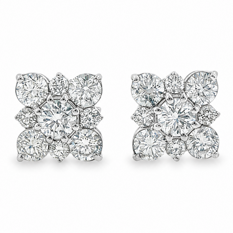Diamond Cluster Square Studs 70739