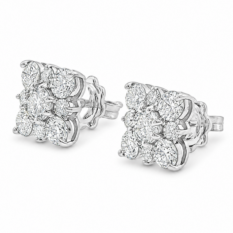 Diamond Cluster Square Studs 70739