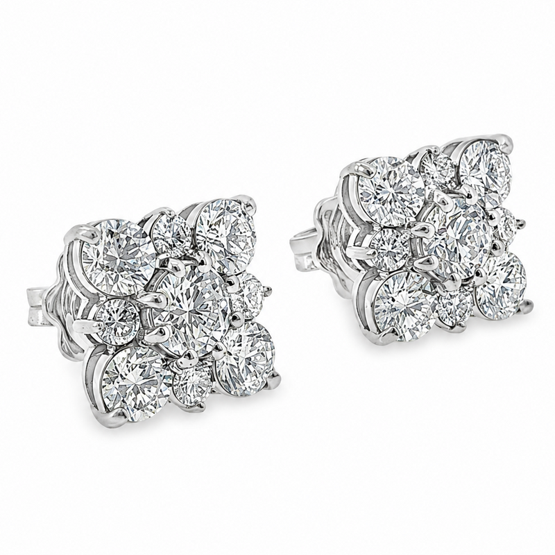 Diamond Cluster Square Studs 70739
