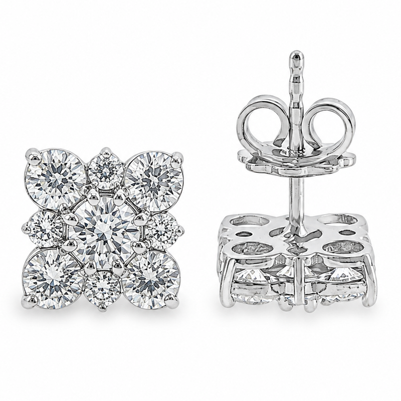 Diamond Cluster Square Studs 70739