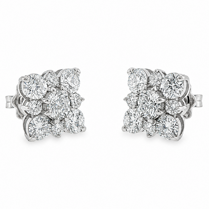 Diamond Cluster Square Studs 70739