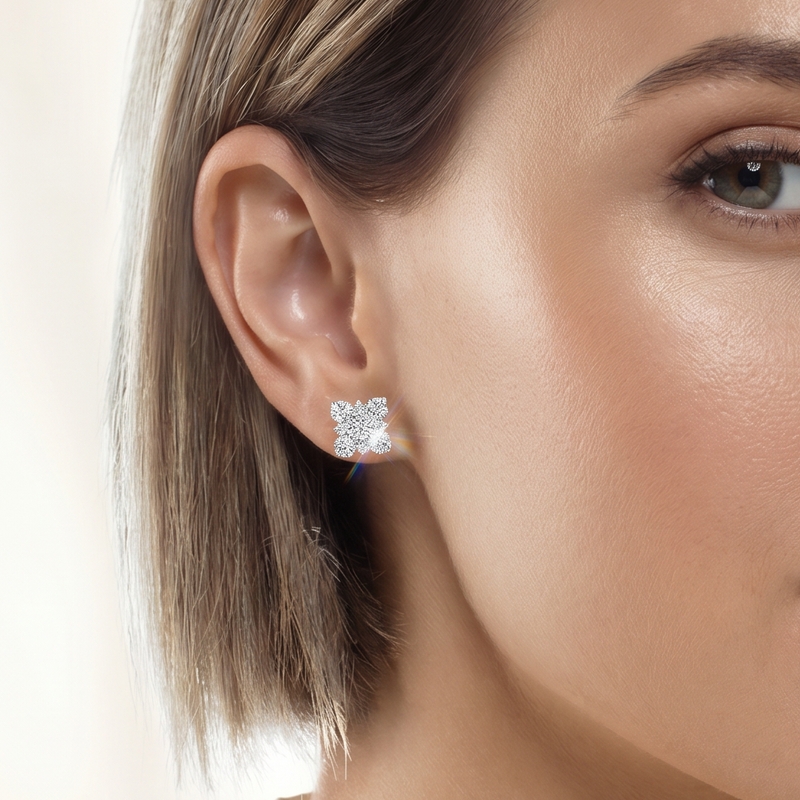 Diamond Cluster Square Studs 70739