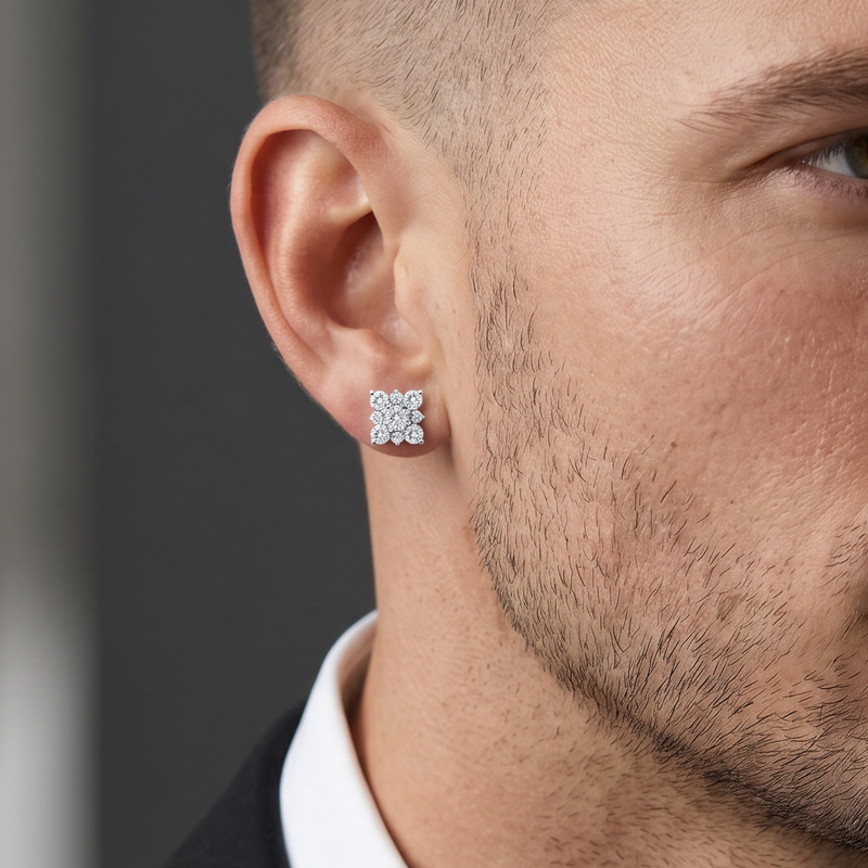 Diamond Cluster Square Studs 70739
