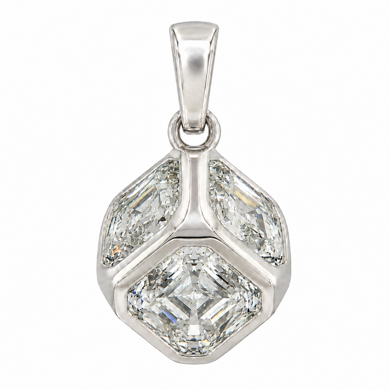 Diamond Cube Bezel Pendant in 14K gold