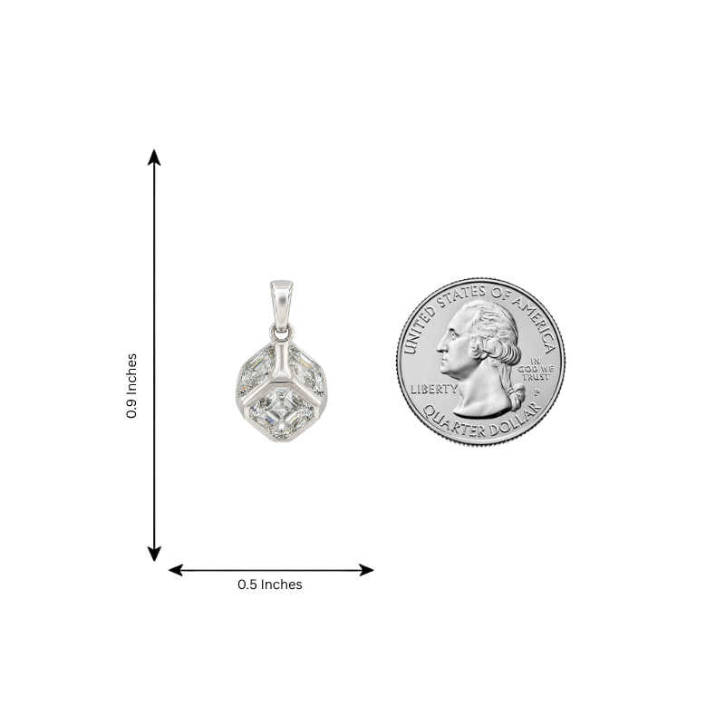 Diamond Cube Bezel Pendant in 14K gold, view 9