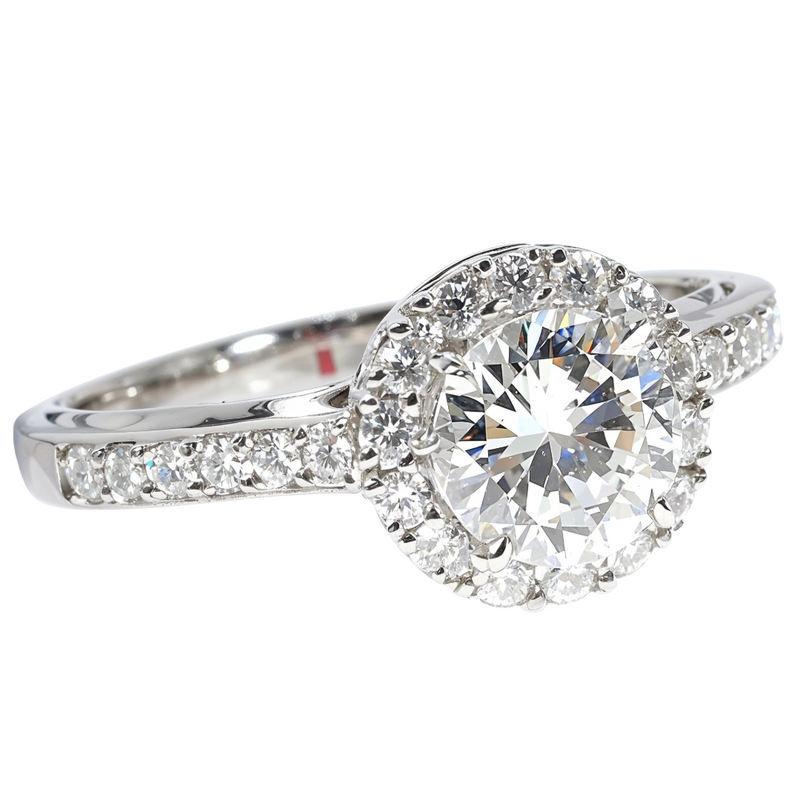 Diamond Halo Engagement Ring in 18K gold, view 3