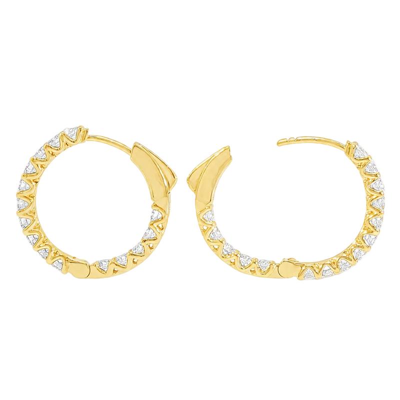 Diamond Hoop Earrings 2 Ct in 14K gold, view 4