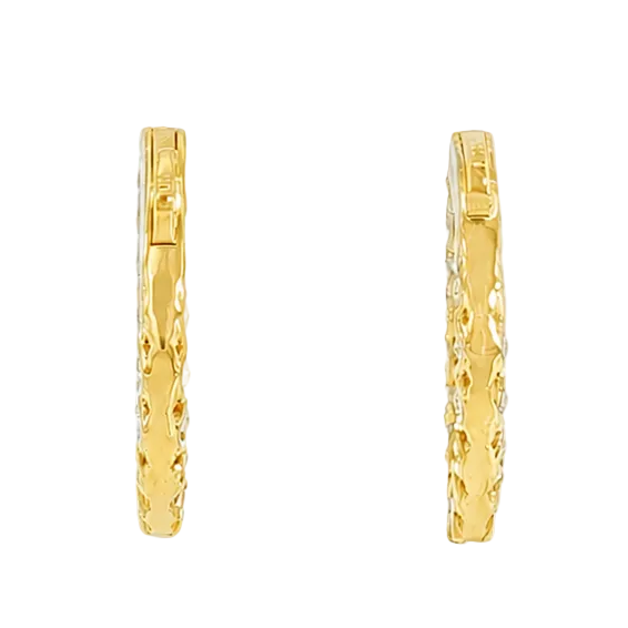 Diamond Hoop Earrings 2 Ct in 14K gold, view 5