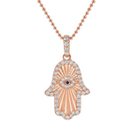 Diamond & Sapphire Hamsa Pendant Set 71725