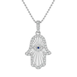 Diamond & Sapphire Hamsa Pendant Set 71725
