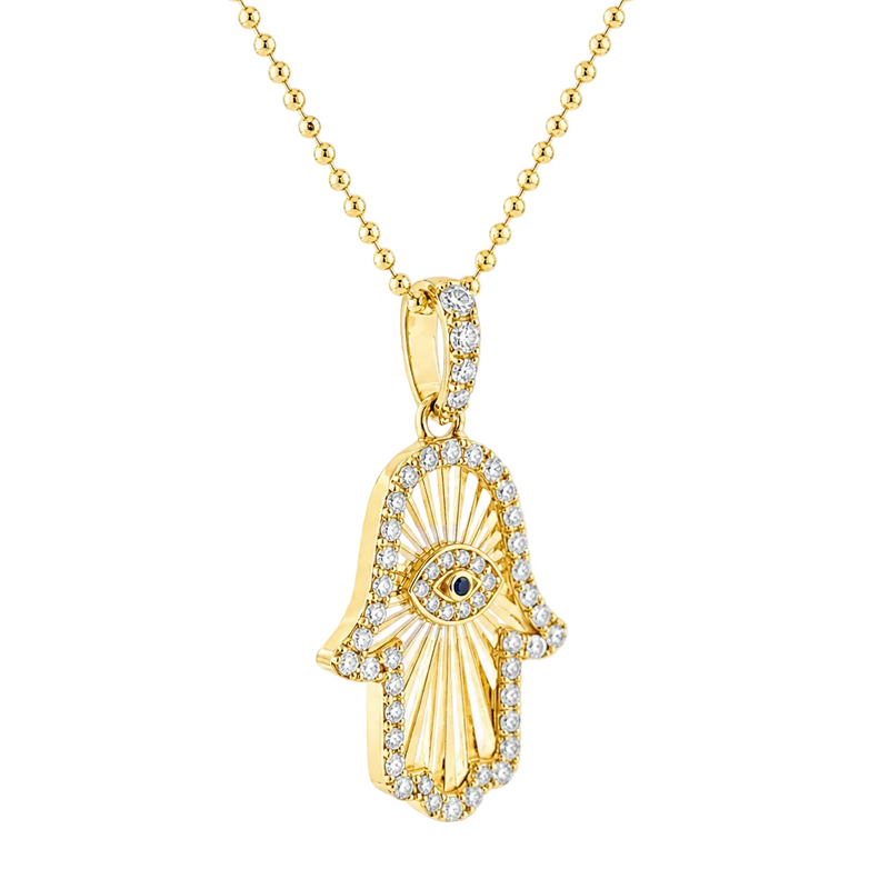 Diamond & Sapphire Hamsa Pendant Set 71725