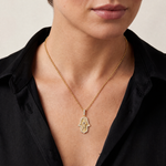 Diamond & Sapphire Hamsa Pendant Set 71725