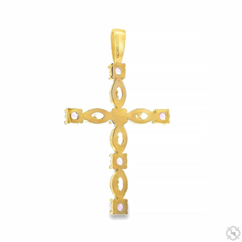 14K Gold Divine Pink Sapphire Marquise Cross, photo 5 of 8